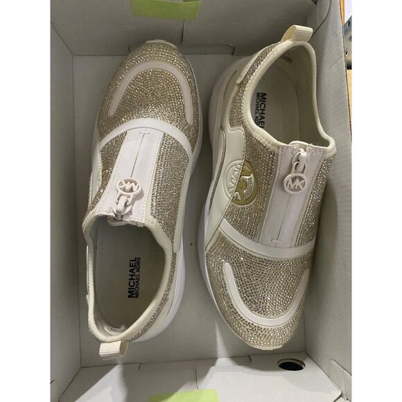 Michael Michael Kors Womens Round Toe Sami Zip Sneakers White Size 7.5M Defected - Picture 4 of 6